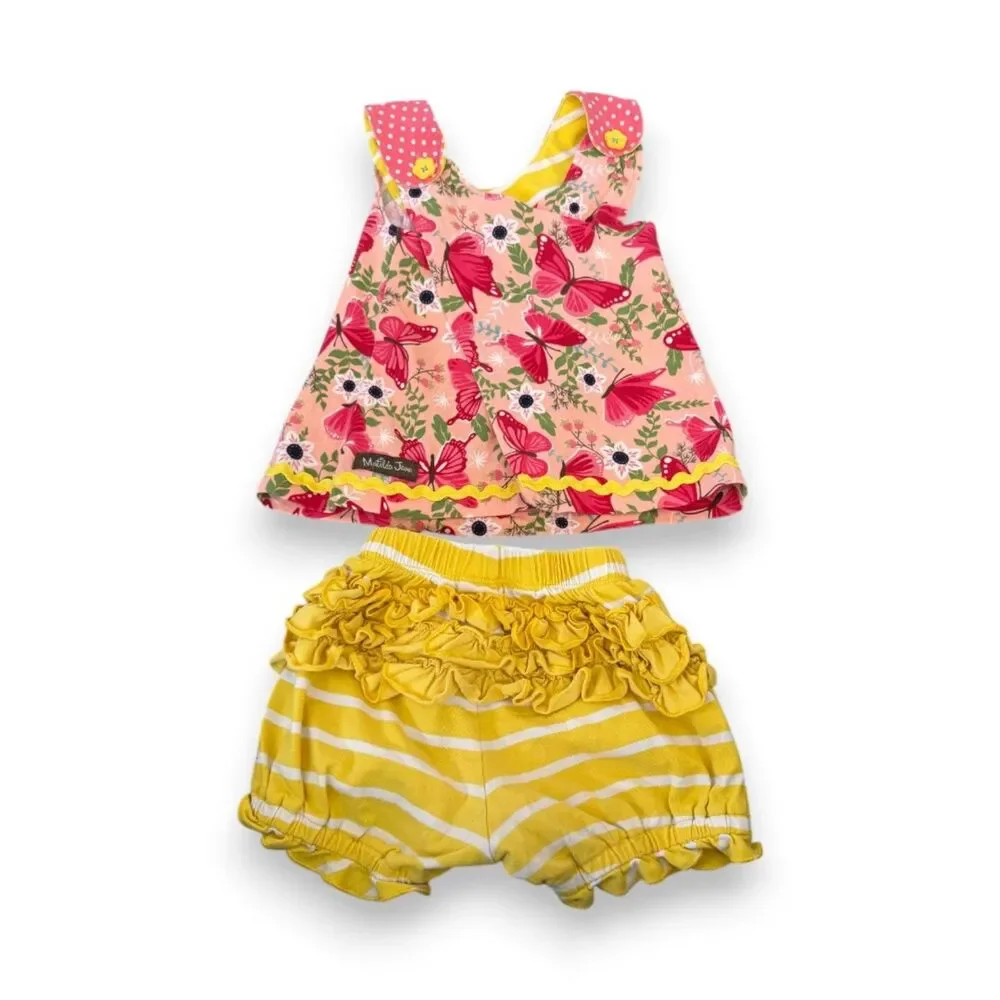 Matilda Jane Butterfly Tank and Striped Short Set 18-24 Months
